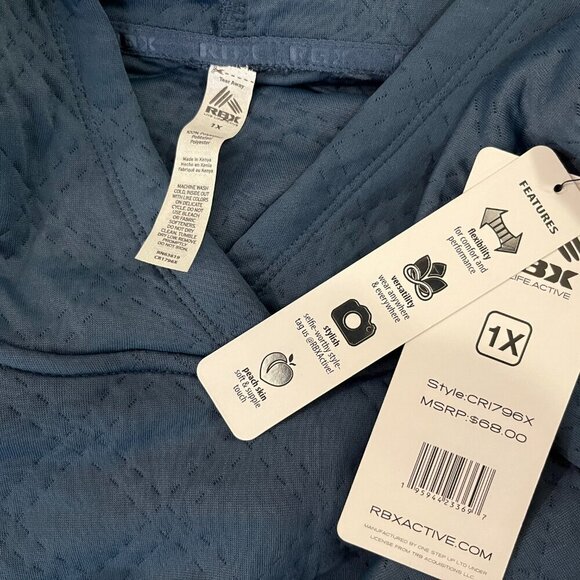 RBX Women's Activewear Blue Hoodie - Size 1X - NWT$68 - Picture 4 of 4